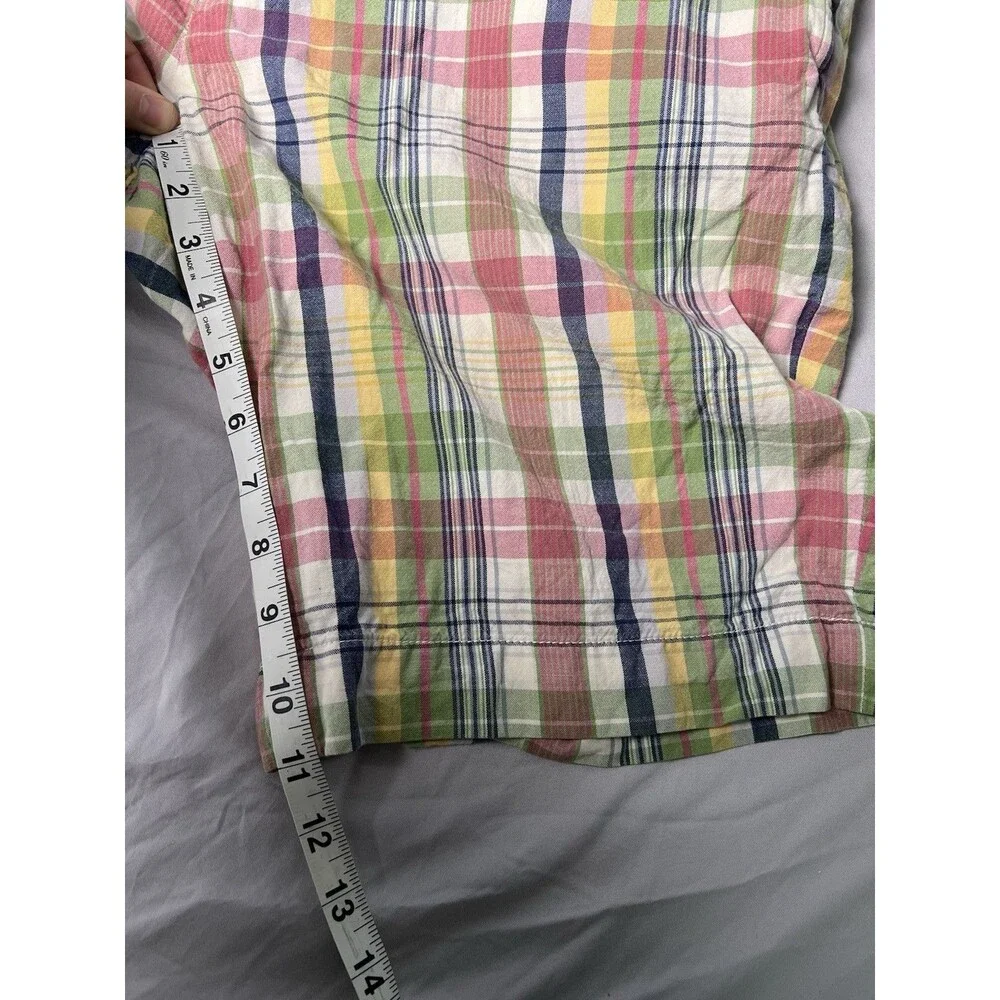 POLO RALPH LAUREN PROSPECT Mens Sz 35 Multicolor Plaid Cotton Flat Front Shorts